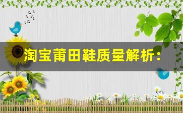 淘宝莆田鞋质量解析：价格与品质的平衡