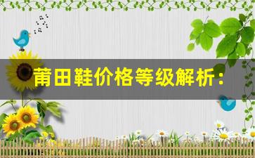 莆田鞋价格等级解析：如何根据质量和款式选择适合的鞋子