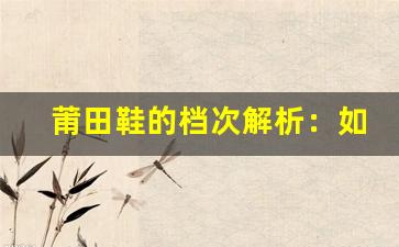 莆田鞋的档次解析：如何区分Q标与其他等级