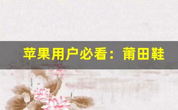 苹果用户必看：莆田鞋官网旗舰店APP下载教程